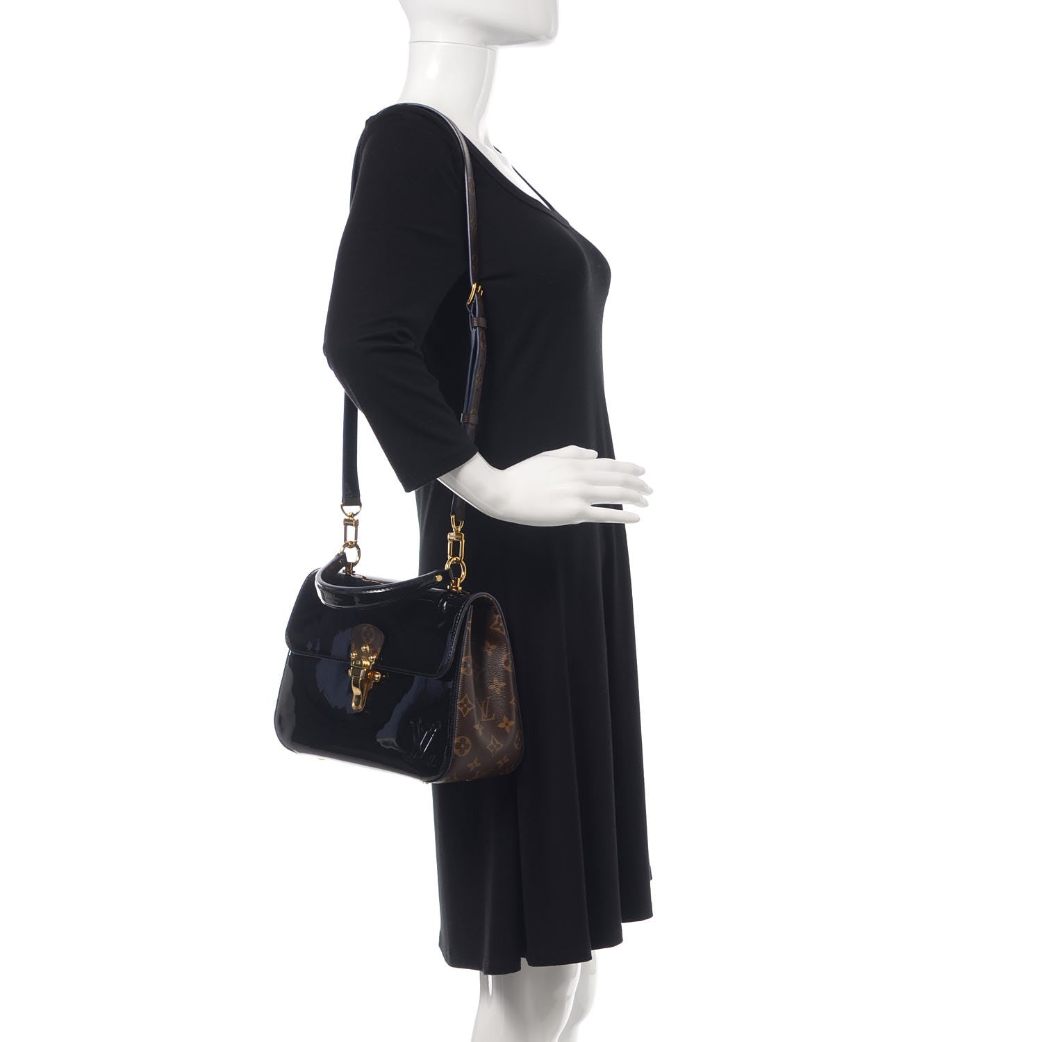 Louis Vuitton Patent Calfskin Monogram Cherrywood PM Black 3 of 9