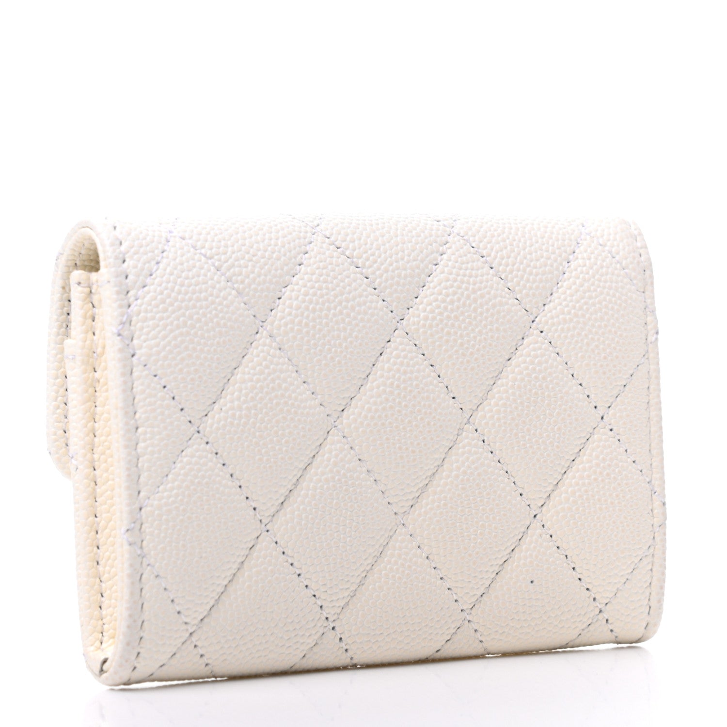 Chanel Caviar Quilted Flap Card Holder Wallet White 3 of 8