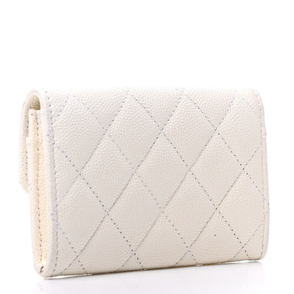 Chanel Caviar Quilted Flap Card Holder Wallet White 3 of 8