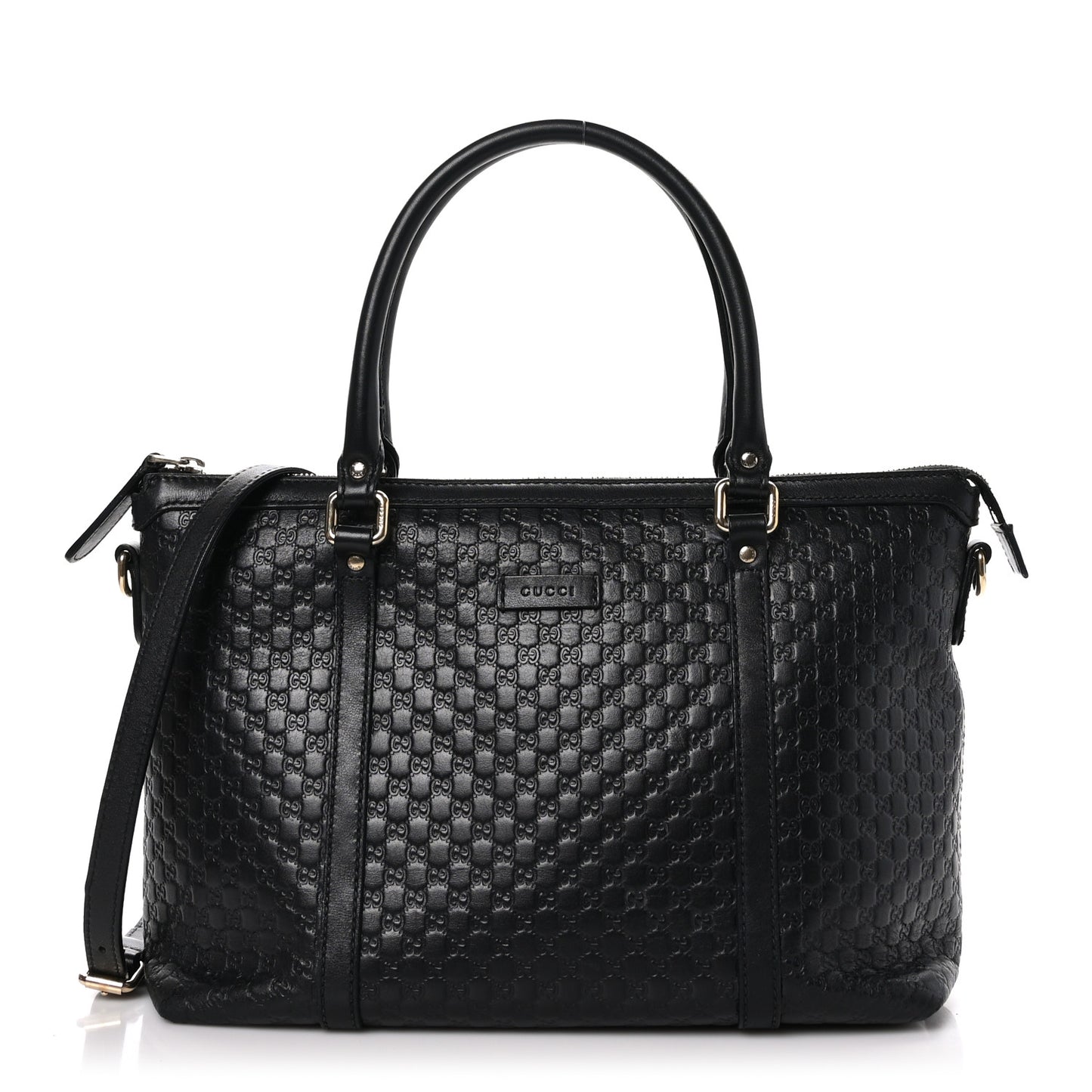 Soft Microguccissima Small Zippered Satchel Black