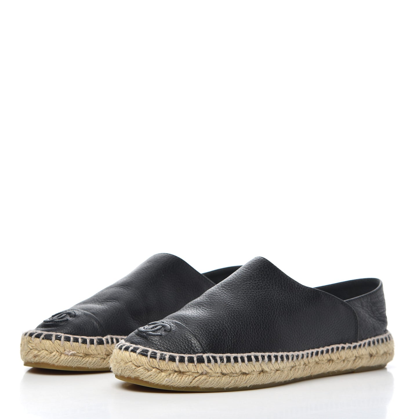 Grained Calfskin CC Espadrilles 39 Black