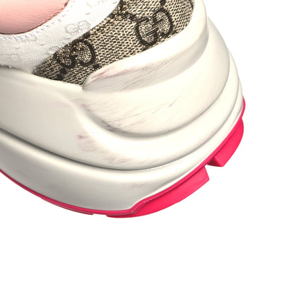 Gucci GG Supreme Monogram Mix Monogram Womens Rhyton Sneakers 40 London Blue Beige Pale Pink 8 of 12