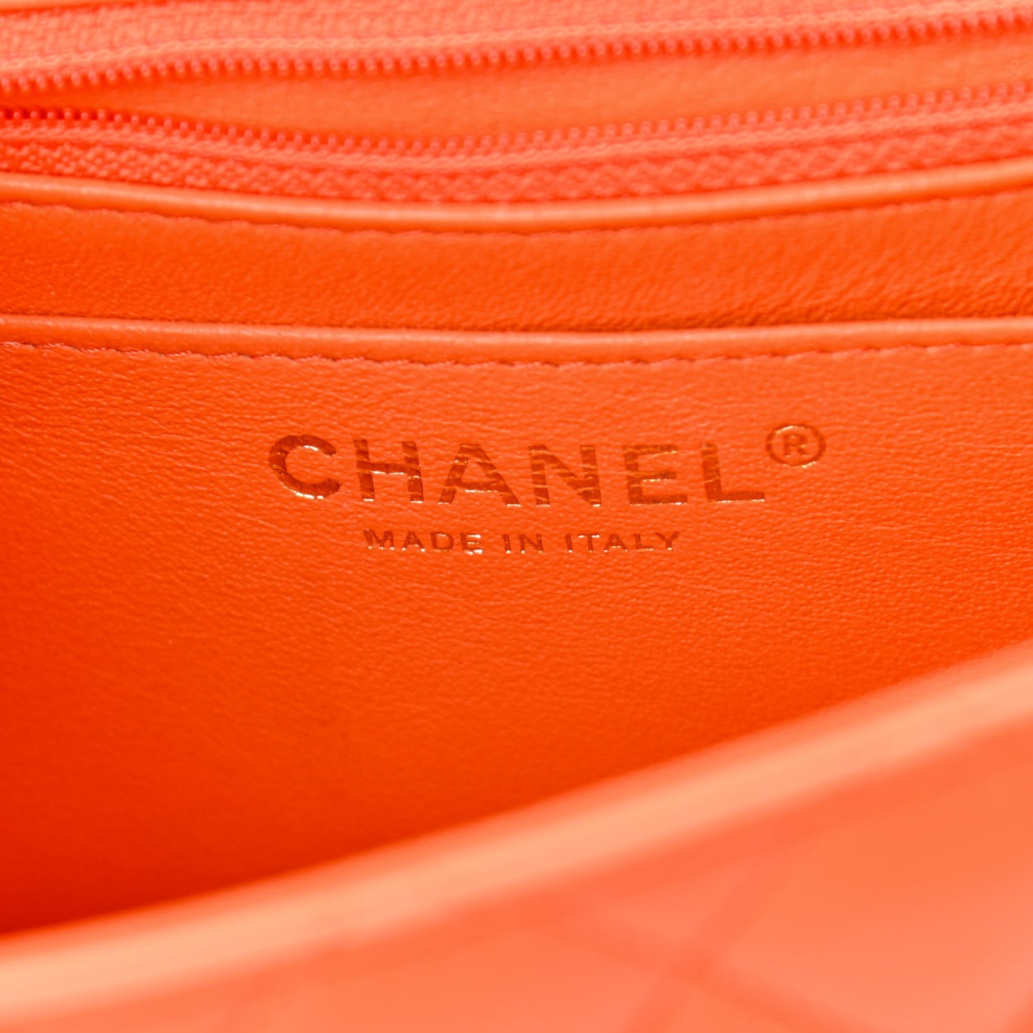 Lambskin Quilted Mini Square Flap Orange