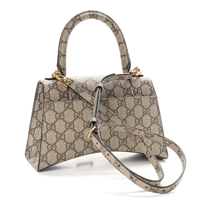Balenciaga X GUCCI GG Supreme Monogram Small Hourglass Top Handle Bag Beige Ebony 3 of 11