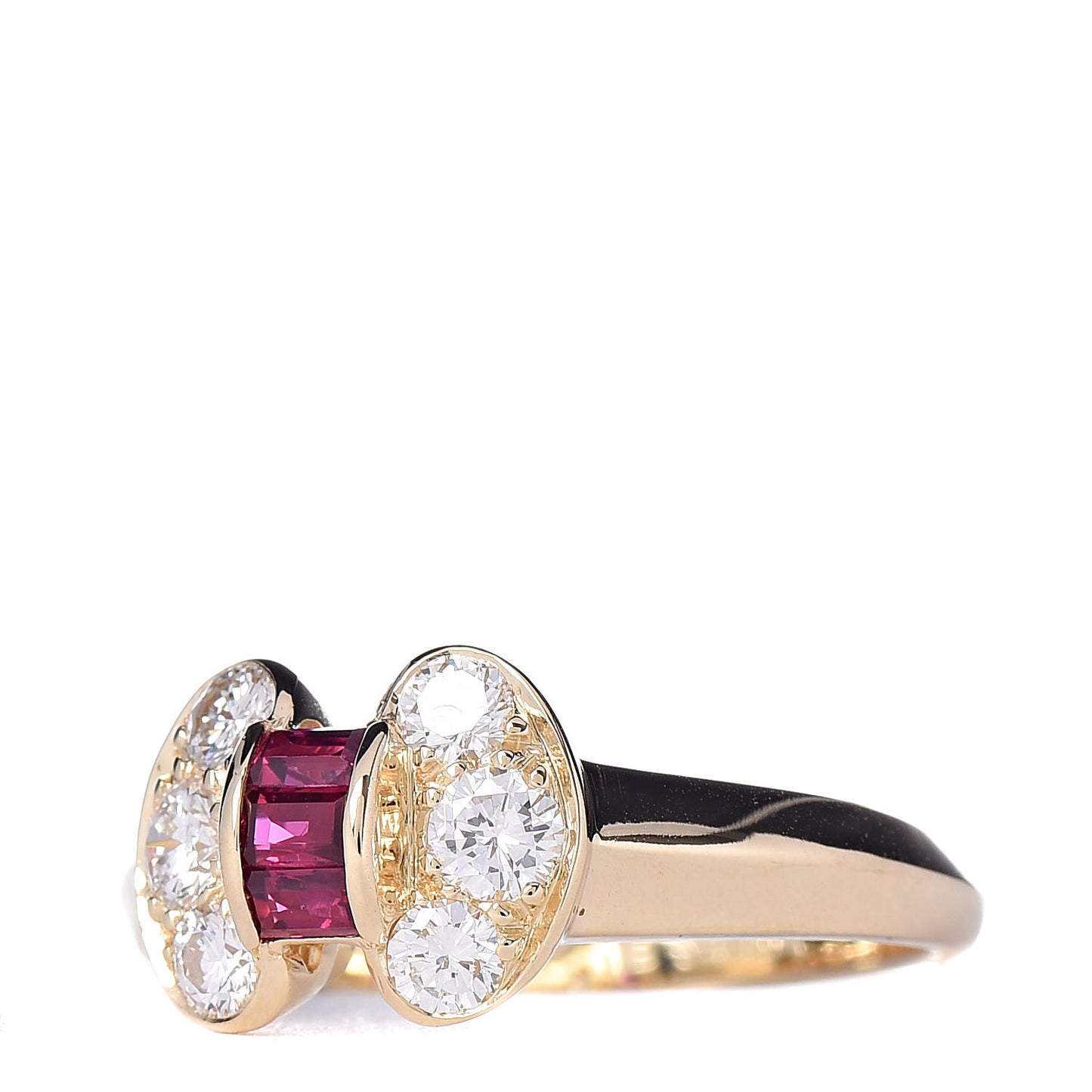 18K Yellow Gold Diamond Ruby Celestine Ring 49 5