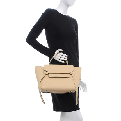 Celine Drummed Calfskin Mini Belt Bag Cream 3 of 12