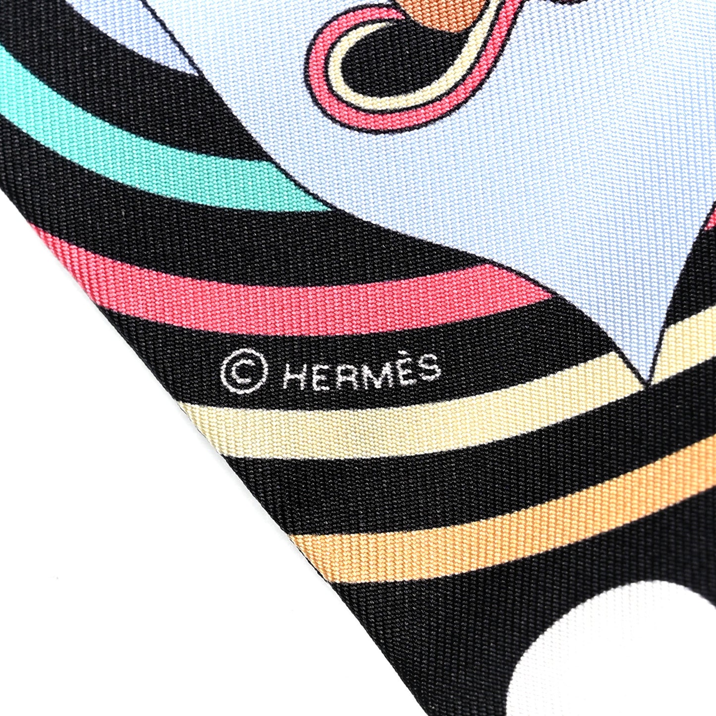 Silk Carres Volants Twilly Black Ciel Multicolor