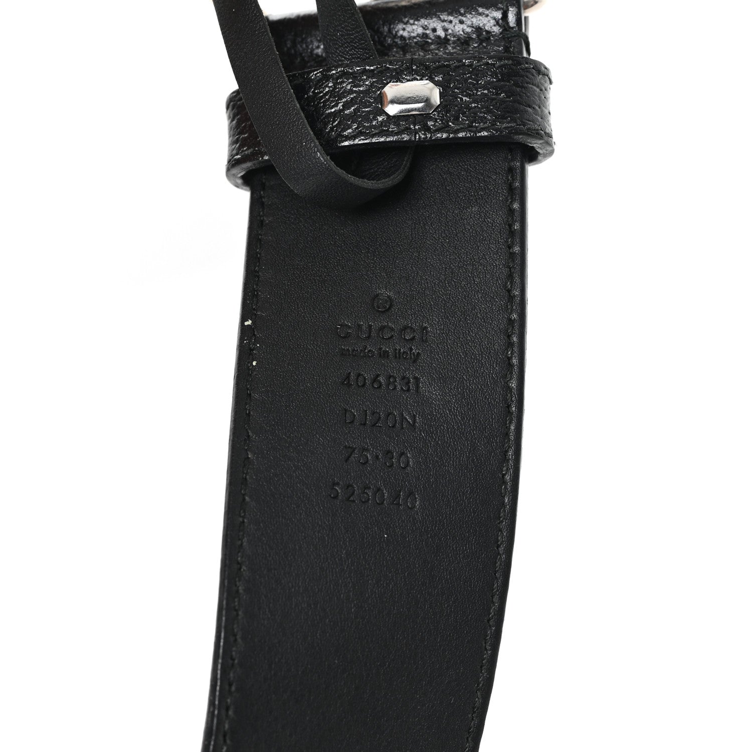 Gucci Textured Dollar Calfskin Nickel Double G 40mm Belt 75 30 Black 3 of 5