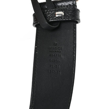 Gucci Textured Dollar Calfskin Nickel Double G 40mm Belt 75 30 Black 3 of 5