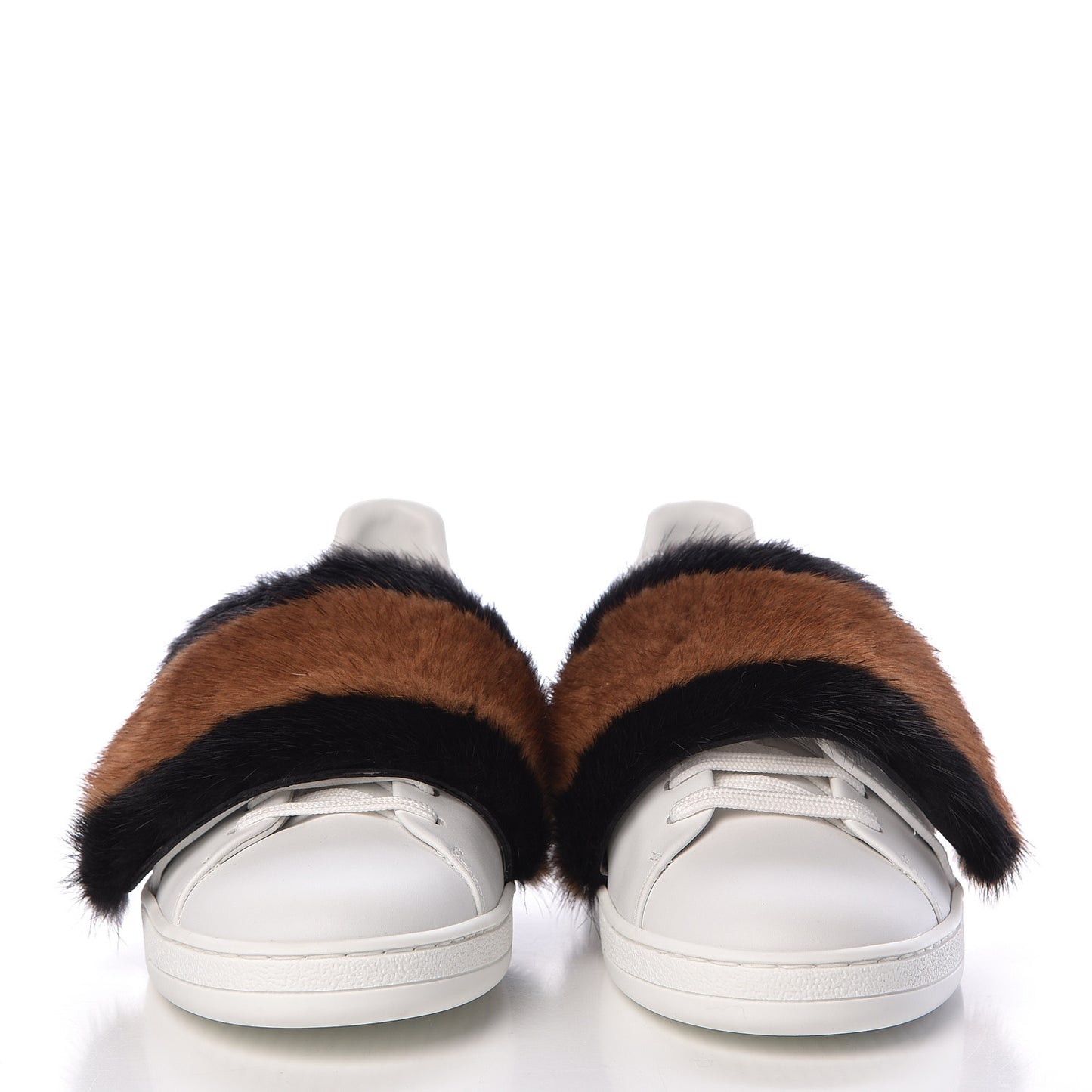 Calfskin Mink Fur Frontrow Sneakers 37.5 White