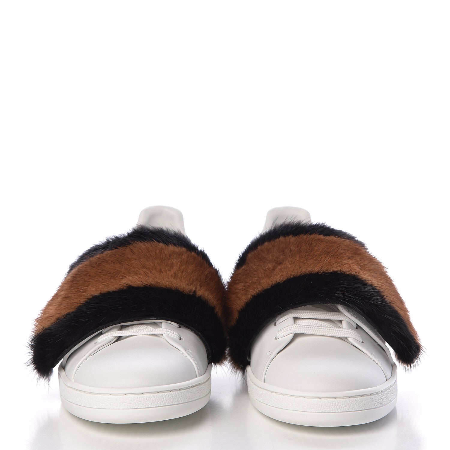 Louis Vuitton Calfskin Mink Fur Frontrow Sneakers 37.5 White 2 of 9