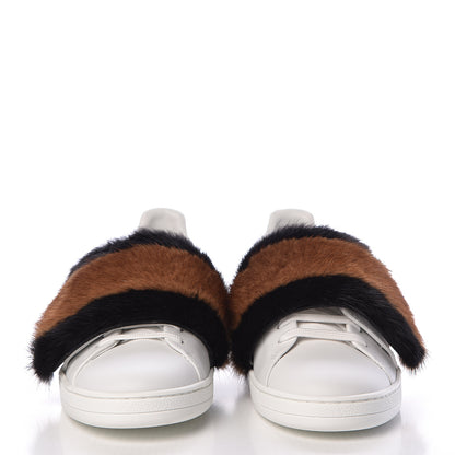 Louis Vuitton Calfskin Mink Fur Frontrow Sneakers 37.5 White 2 of 9