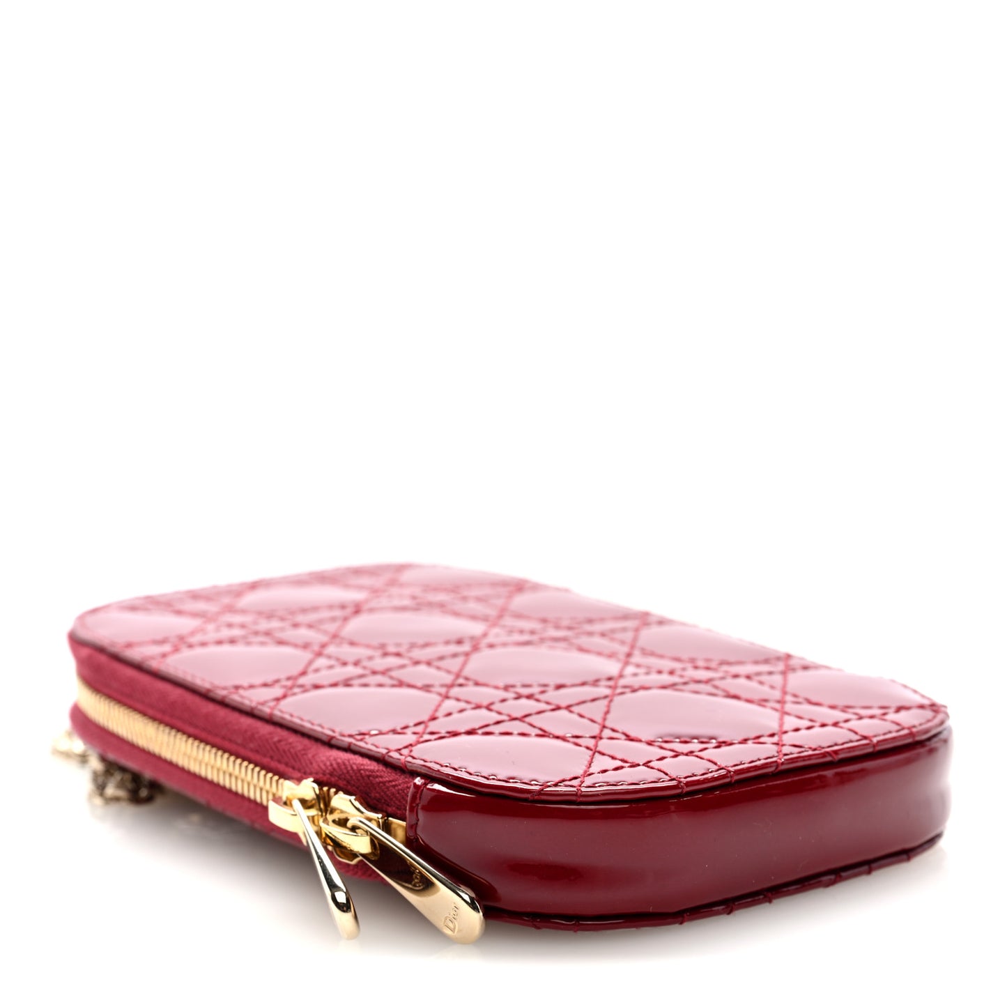 Patent Cannage Lady Dior Phone Holder Red