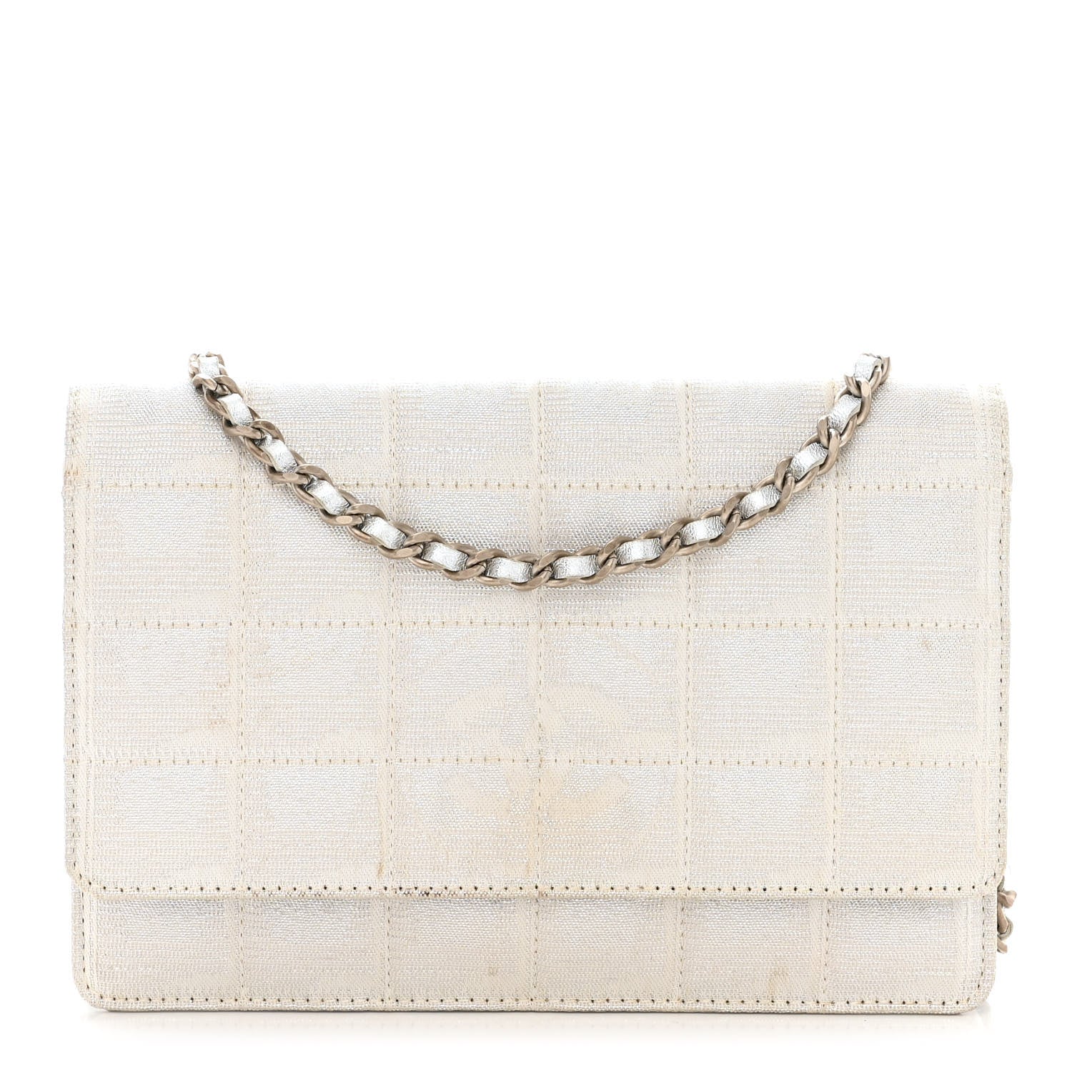 Chanel Nylon Travel Wallet On Chain WOC Metallic Silver 1 of 20