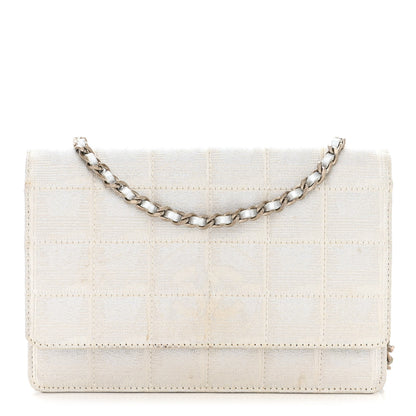 Chanel Nylon Travel Wallet On Chain WOC Metallic Silver 1 of 20