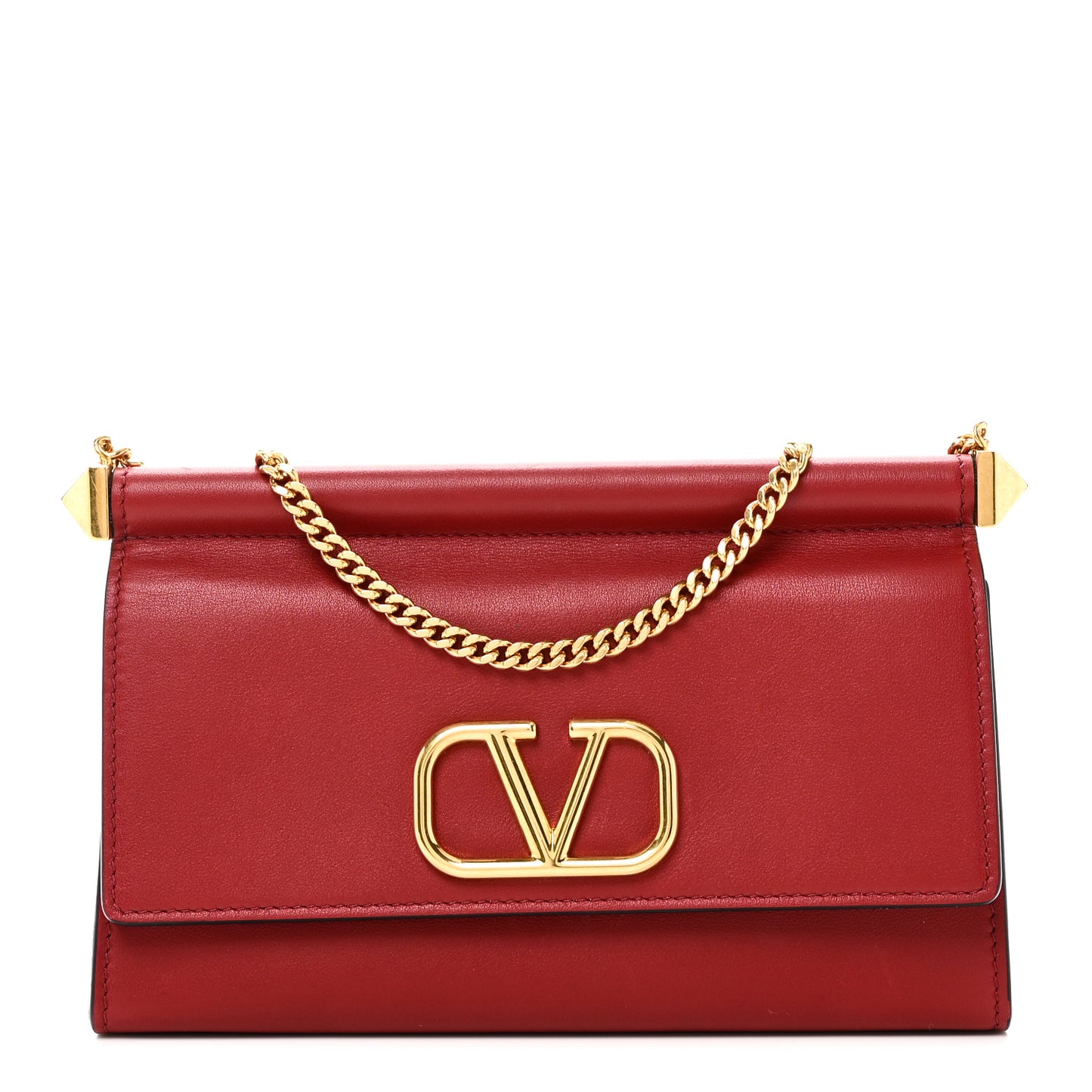 Calfskin VLogo Chain Shoulder Bag  Rouge Pur