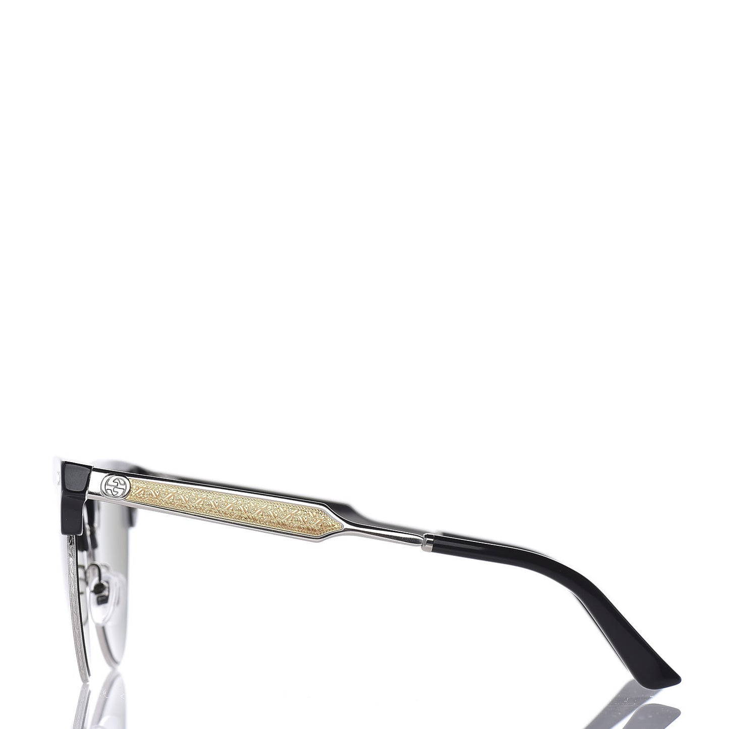 Acetate Damascato Cat Eye Sunglasses GG0055S Black Gold
