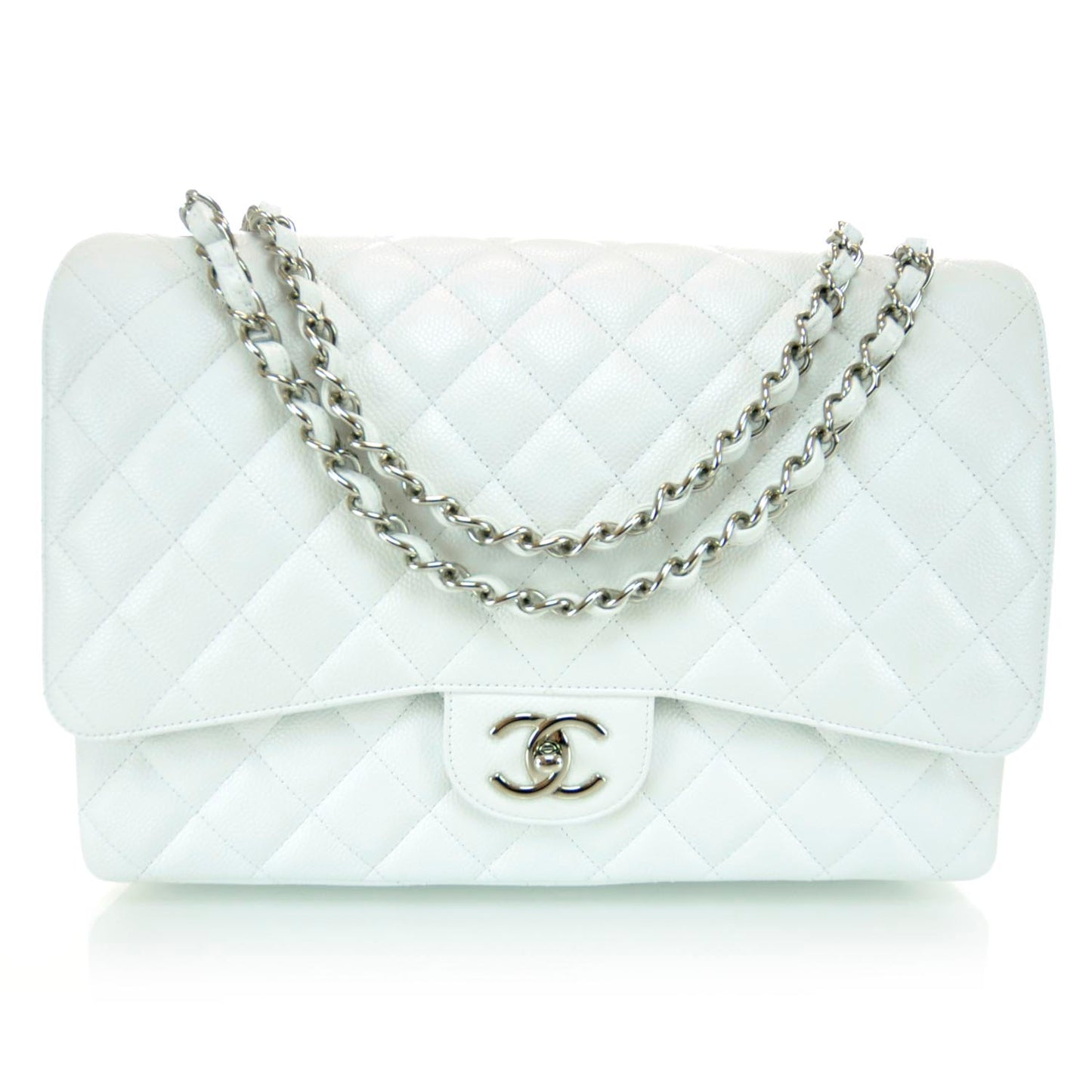 Caviar Maxi Double Flap White
