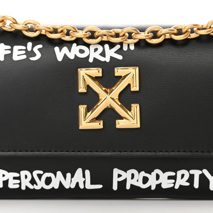Off-White Calfskin Jitney Quote Flap Wallet On Chain Black 8 of 11