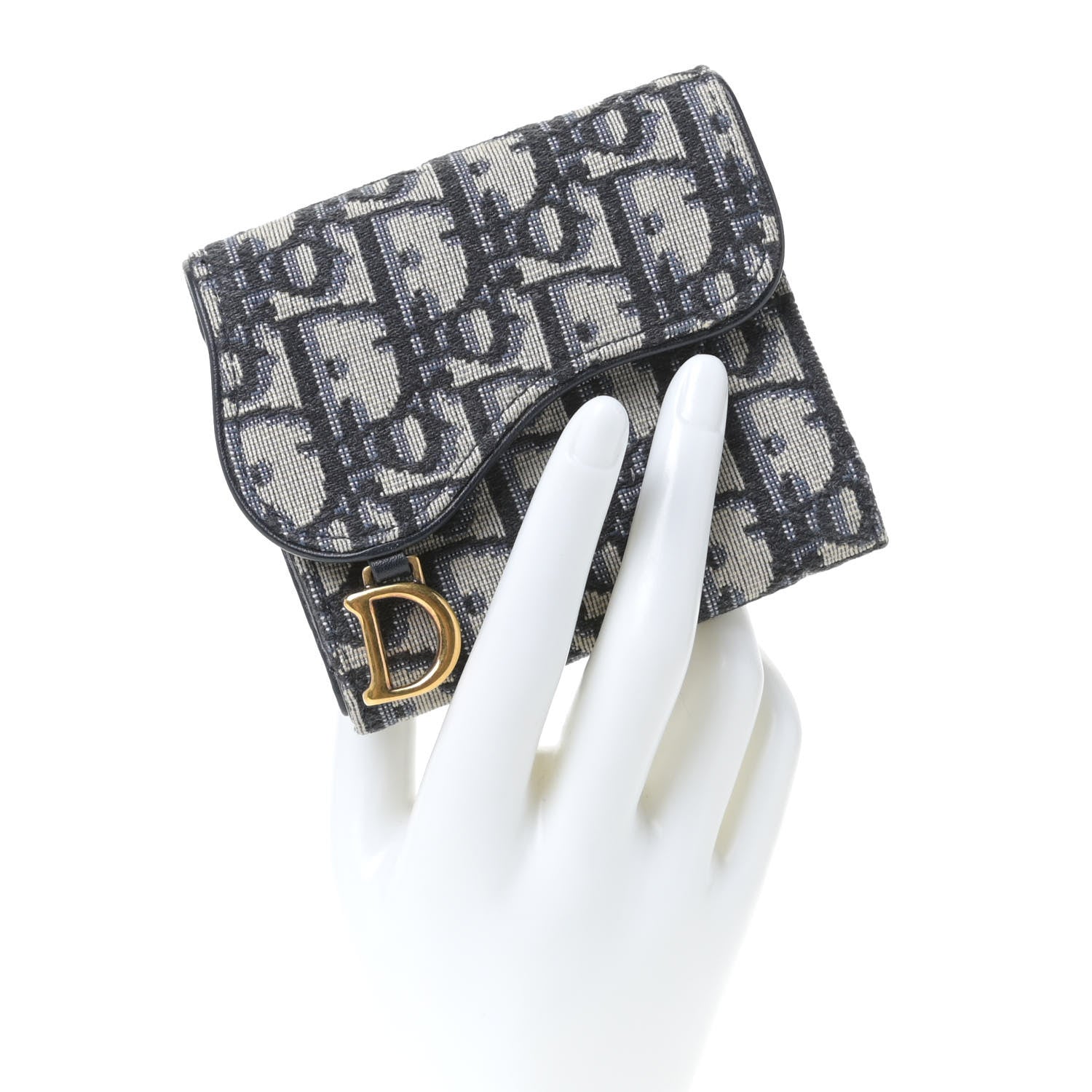 Christian Dior Oblique Saddle Lotus Wallet Blue 9 of 9