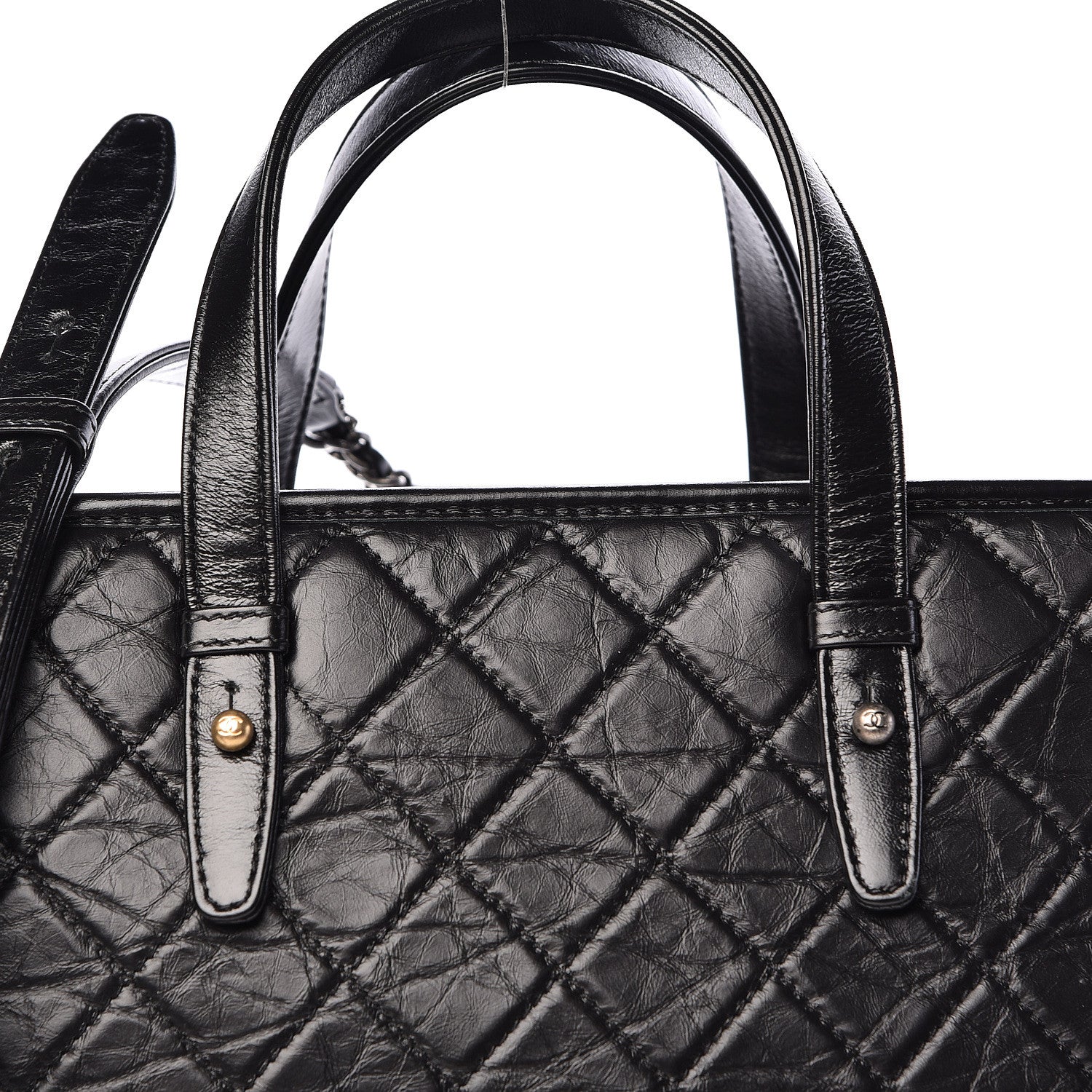 Chanel Aged Calfskin Quilted Large Gabrielle Shopping Tote Black 12 of 12