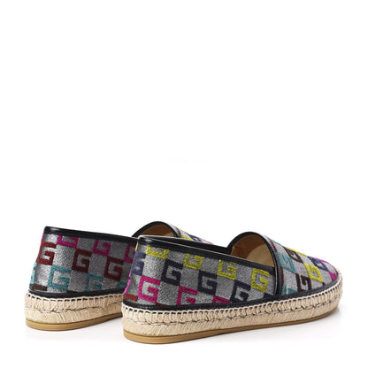 Gucci Velvet Lurex Square G Espadrilles 38.5 Silver Multicolor 4 of 10