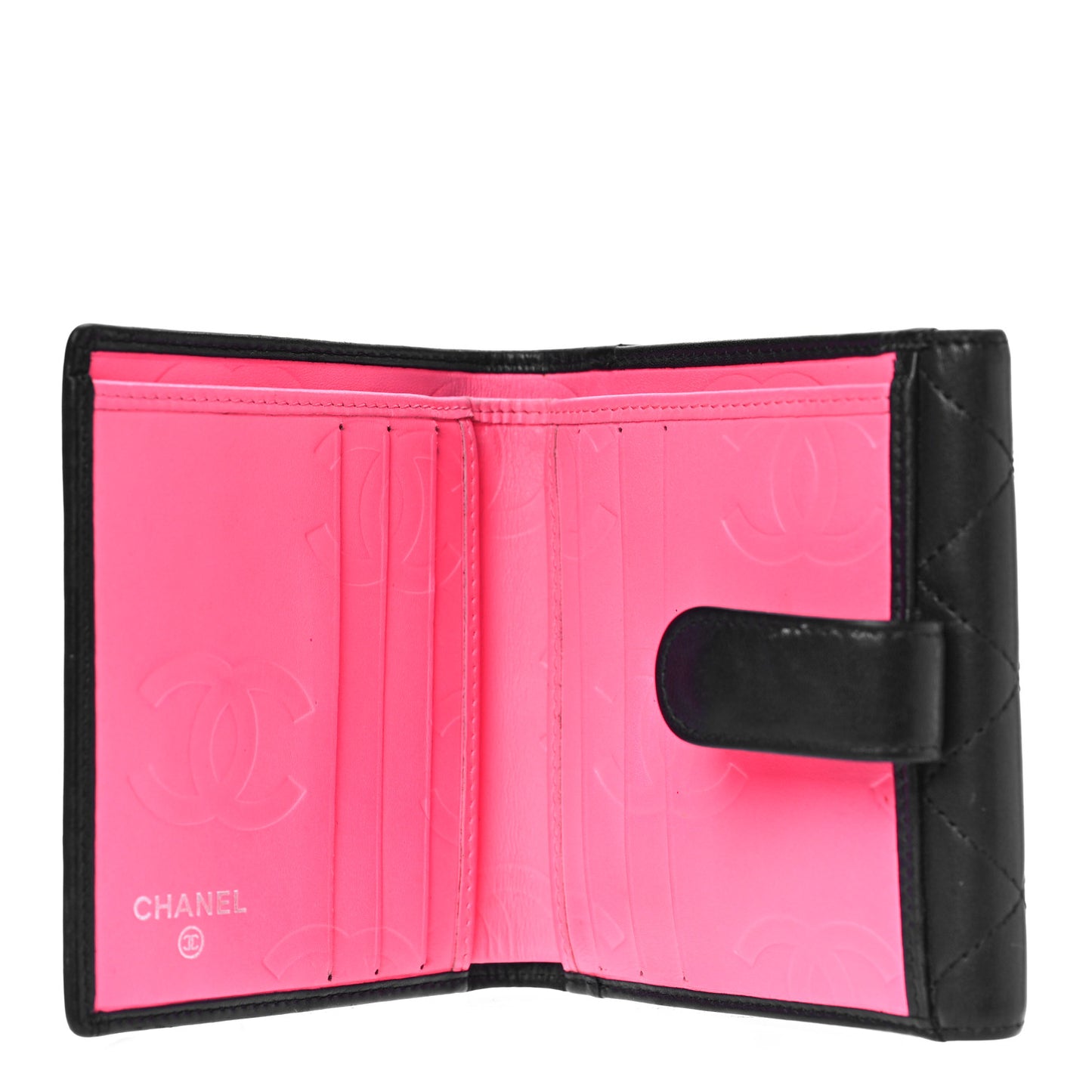 Lambskin Quilted Cambon Flap Wallet Black
