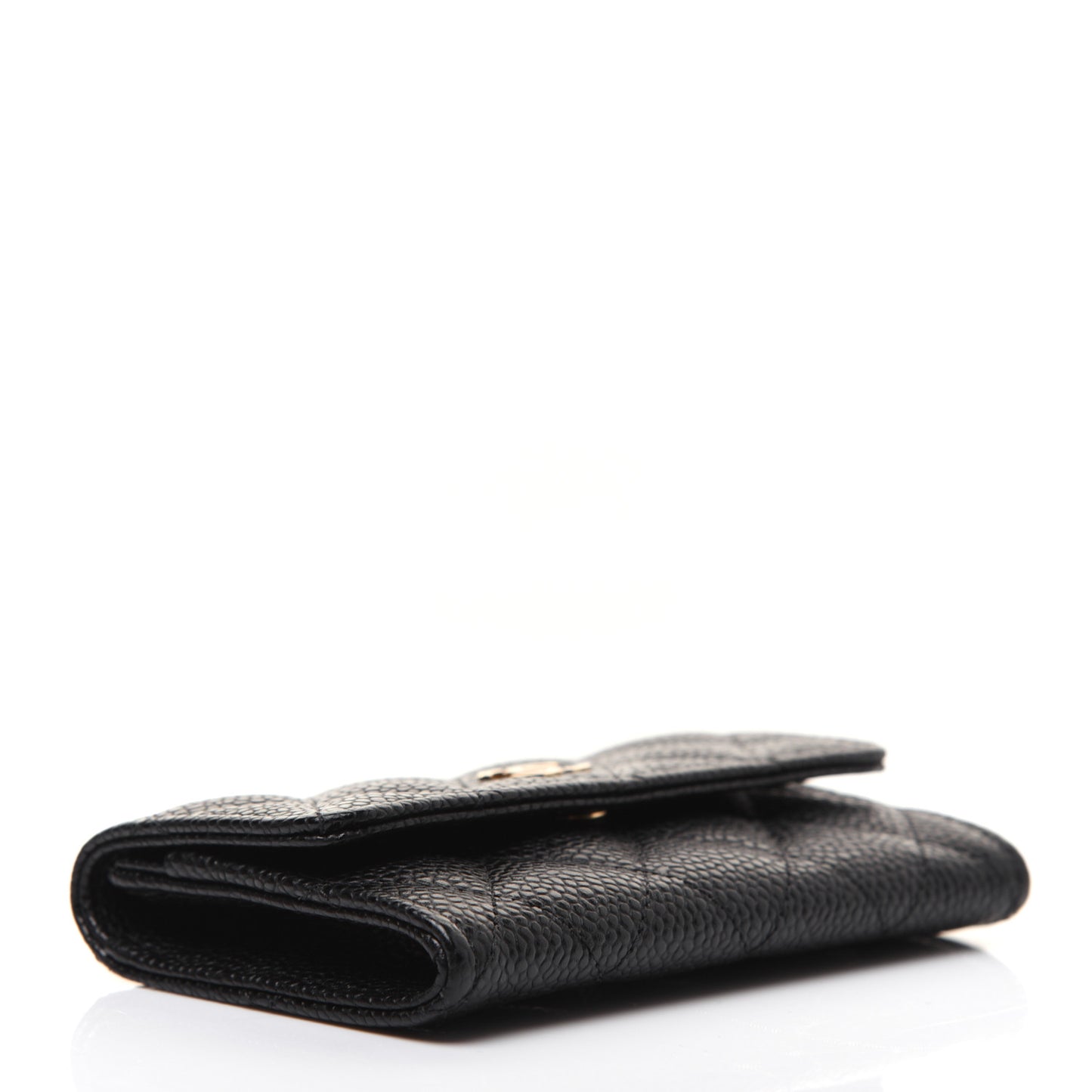 Caviar Quilted Flap Card Holder Black