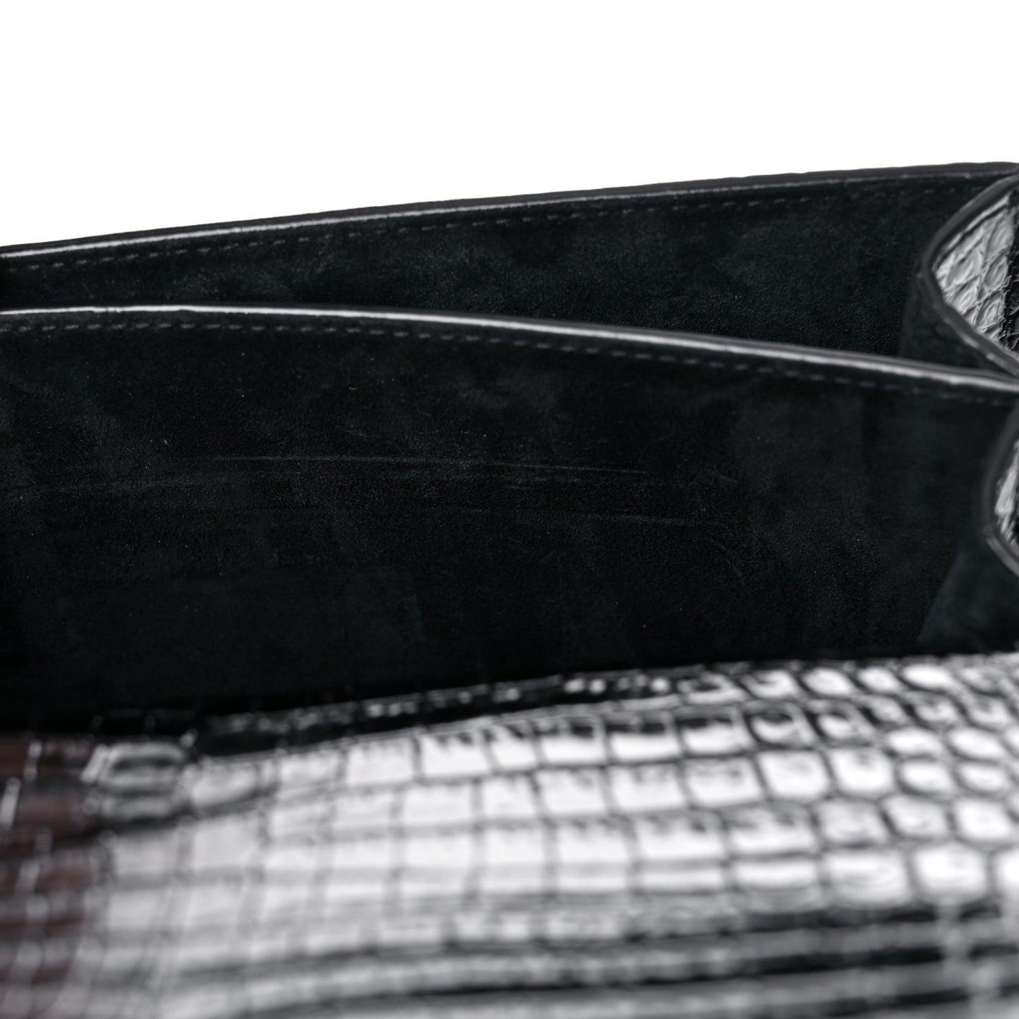 Calfskin Crocodile Embossed Medium Monogram Sunset Black