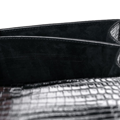 Saint Laurent Calfskin Crocodile Embossed Medium Monogram Sunset Black 11 of 14