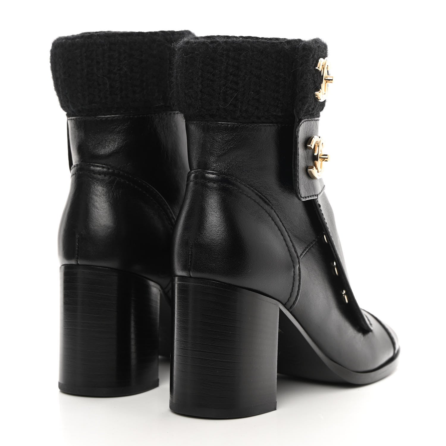 Chanel Calfskin Knit CC Short Boots 36 Black 4 of 11