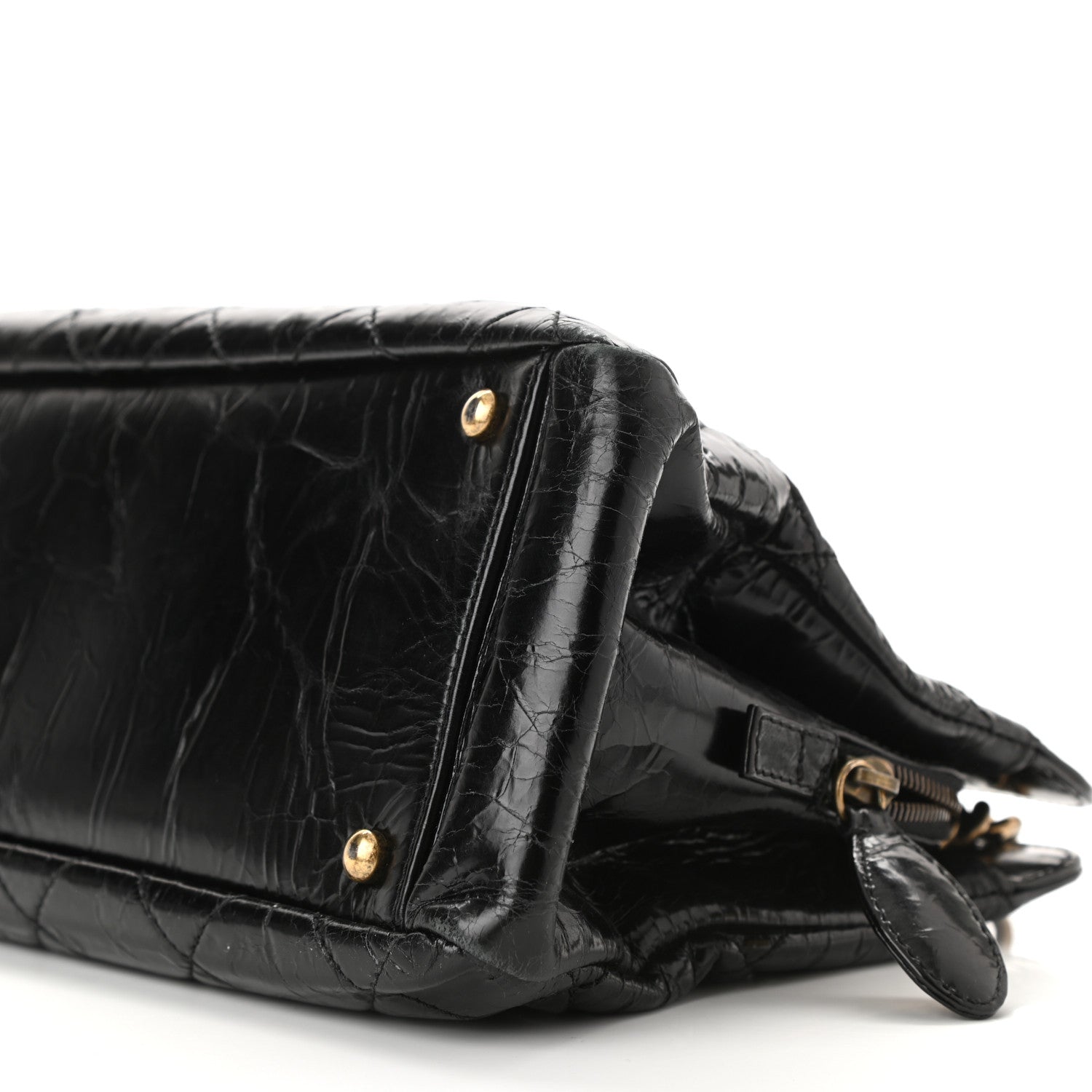 Chanel Glazed Crackled Calfskin Small Reissue Tote Black 10 of 11