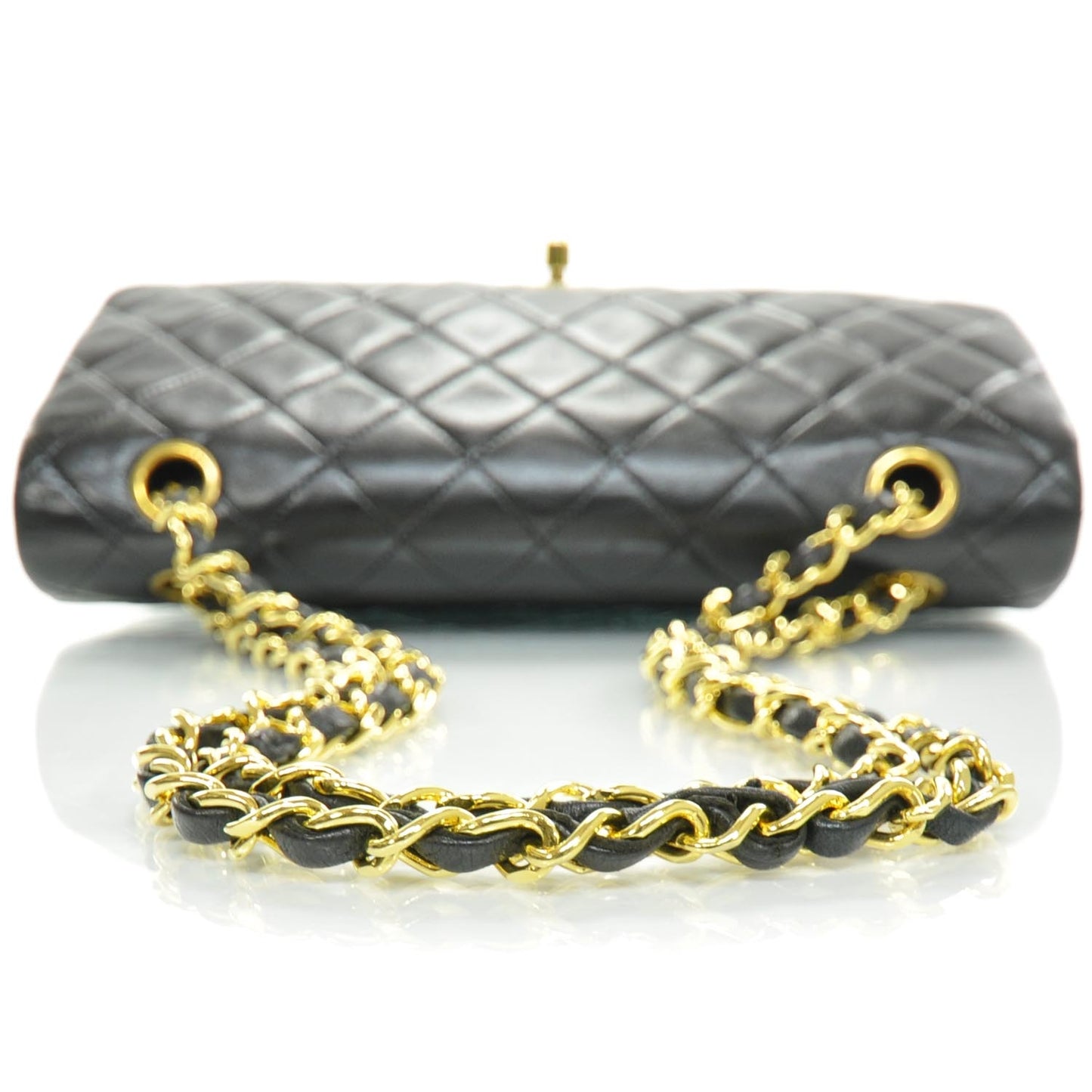 Lambskin Medium Double Flap Black