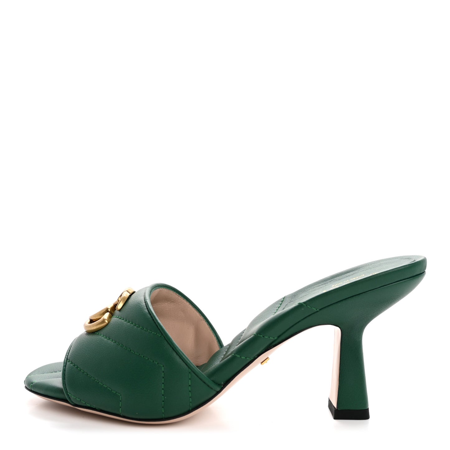 Nappa Matelasse GG Marmont 75mm Slide Sandals 36 Emerald