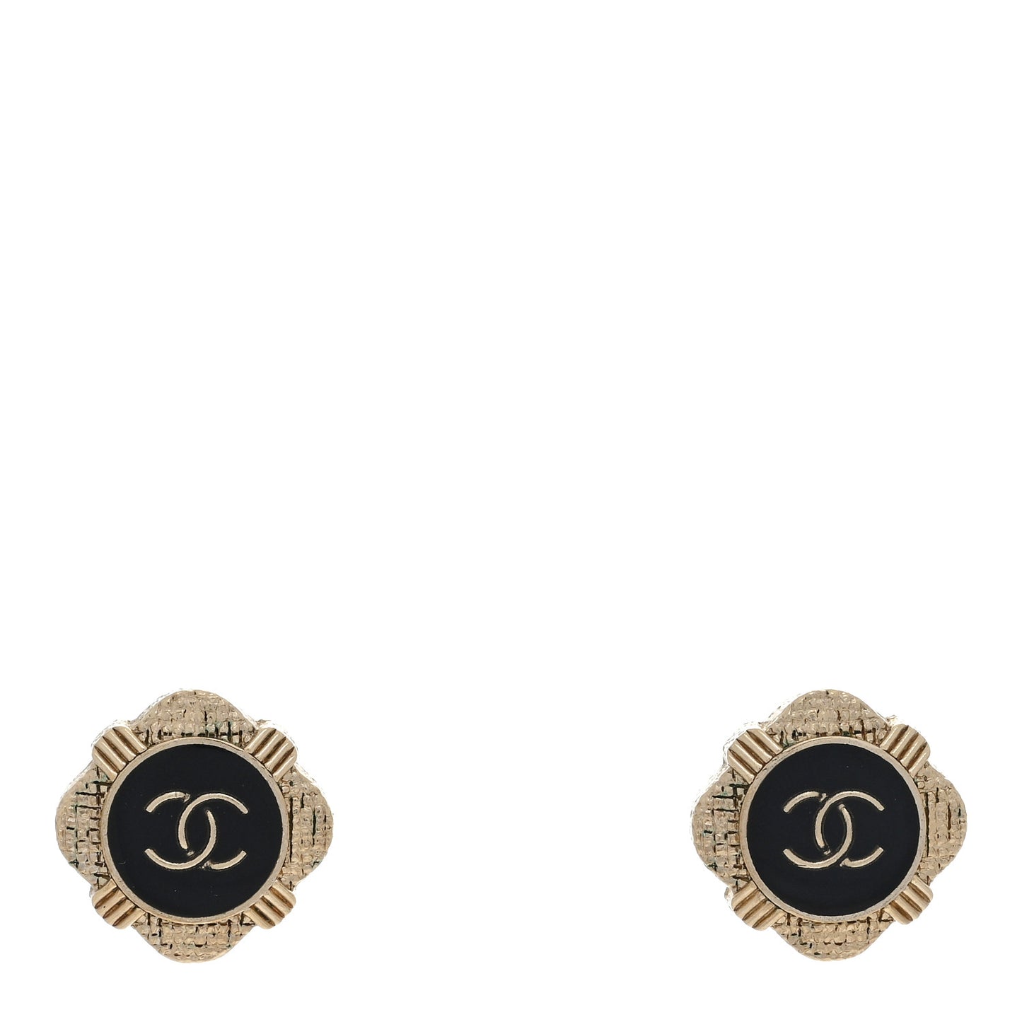 Resin CC Heart Earrings Gold Black