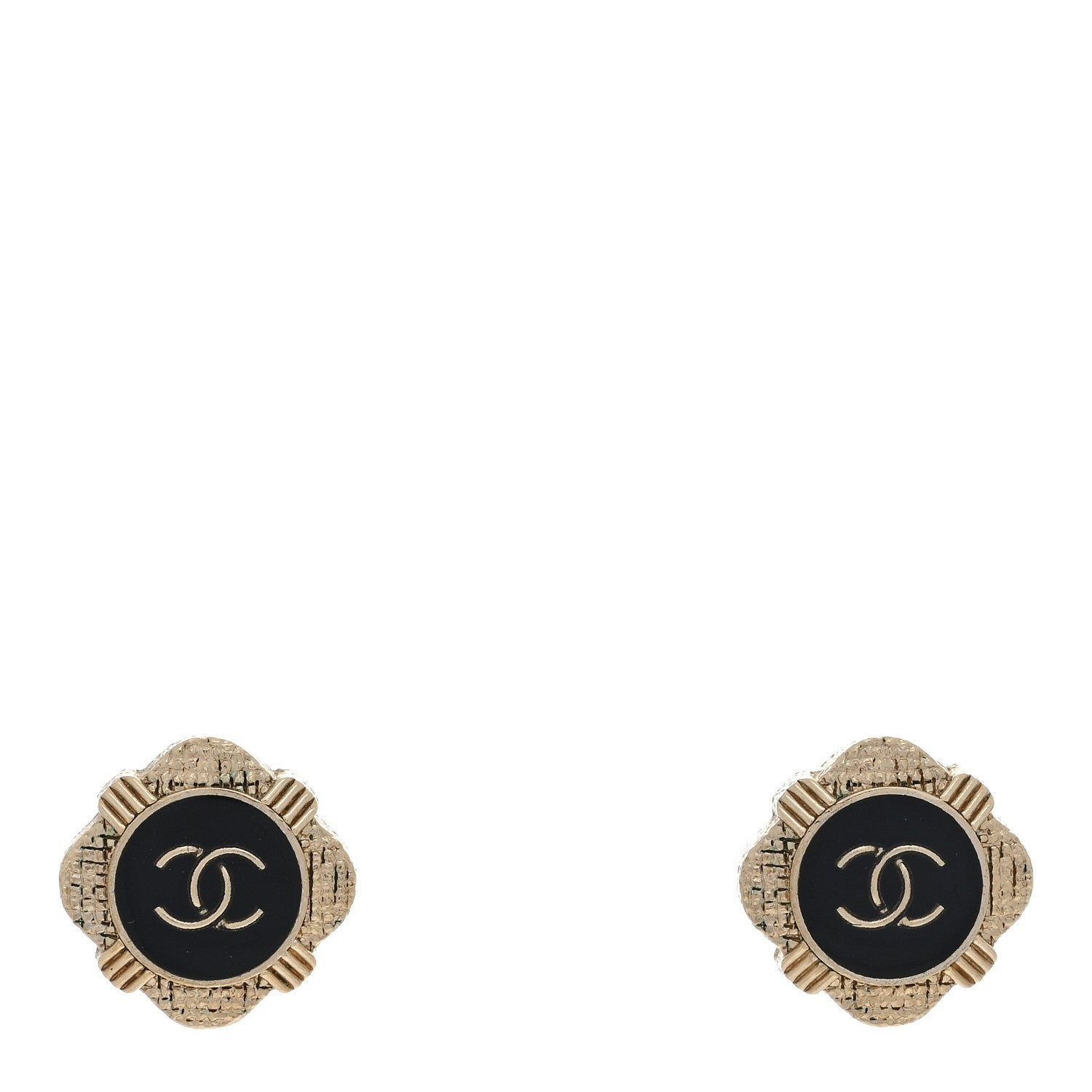 Chanel Resin CC Heart Earrings Gold Black 1 of 4