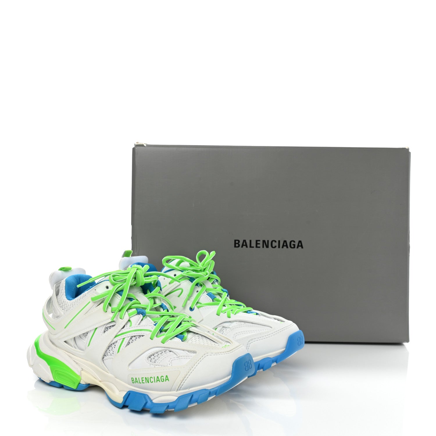 Balenciaga Mesh Nylon Mens Track Sneakers 39 White Green Blue 9 of 9