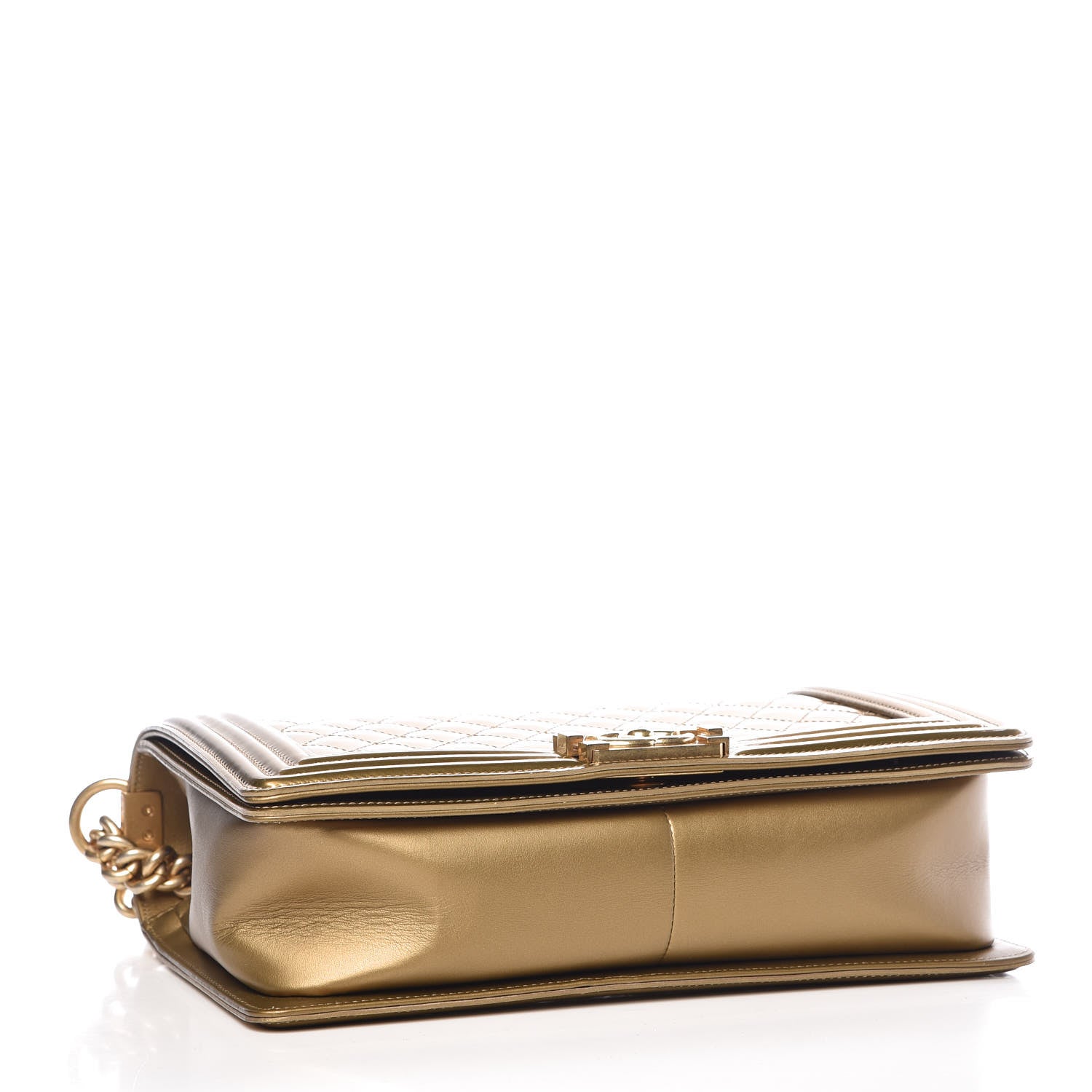 Chanel Metallic Patent Calfskin Quilted New Medium Boy Flap Gold 4 of 10