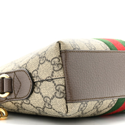Gucci GG Supreme Monogram Textured Dollar Calfskin Web Small Ophidia Dome Shoulder Bag Beige Ebony New Acero 9 of 11