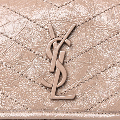Saint Laurent Crinkled Calfskin Matelasse Monogram Medium Niki Chain Satchel Light Taupe 8 of 10