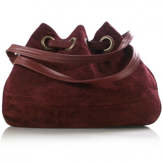 Christian Dior Suede Drawstring Cannage Bag Red 1 of 10