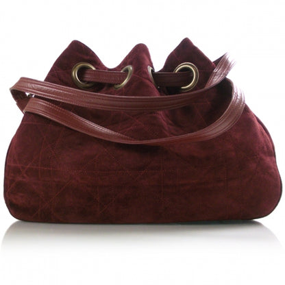 Christian Dior Suede Drawstring Cannage Bag Red 1 of 10