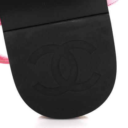Chanel Stretch Fabric Lambskin CC Flat Sandals 37 Pink Black 7 of 9