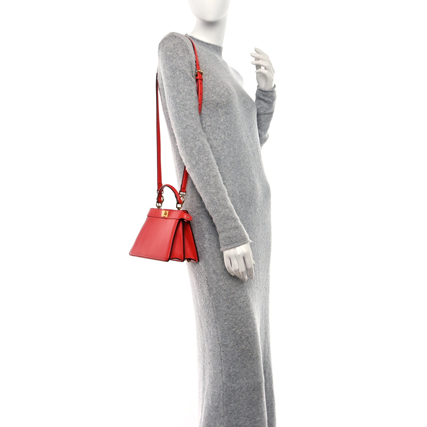 Fendi Shiny Nappa Petite Peekaboo I SEE U Satchel Papavero 2 of 11