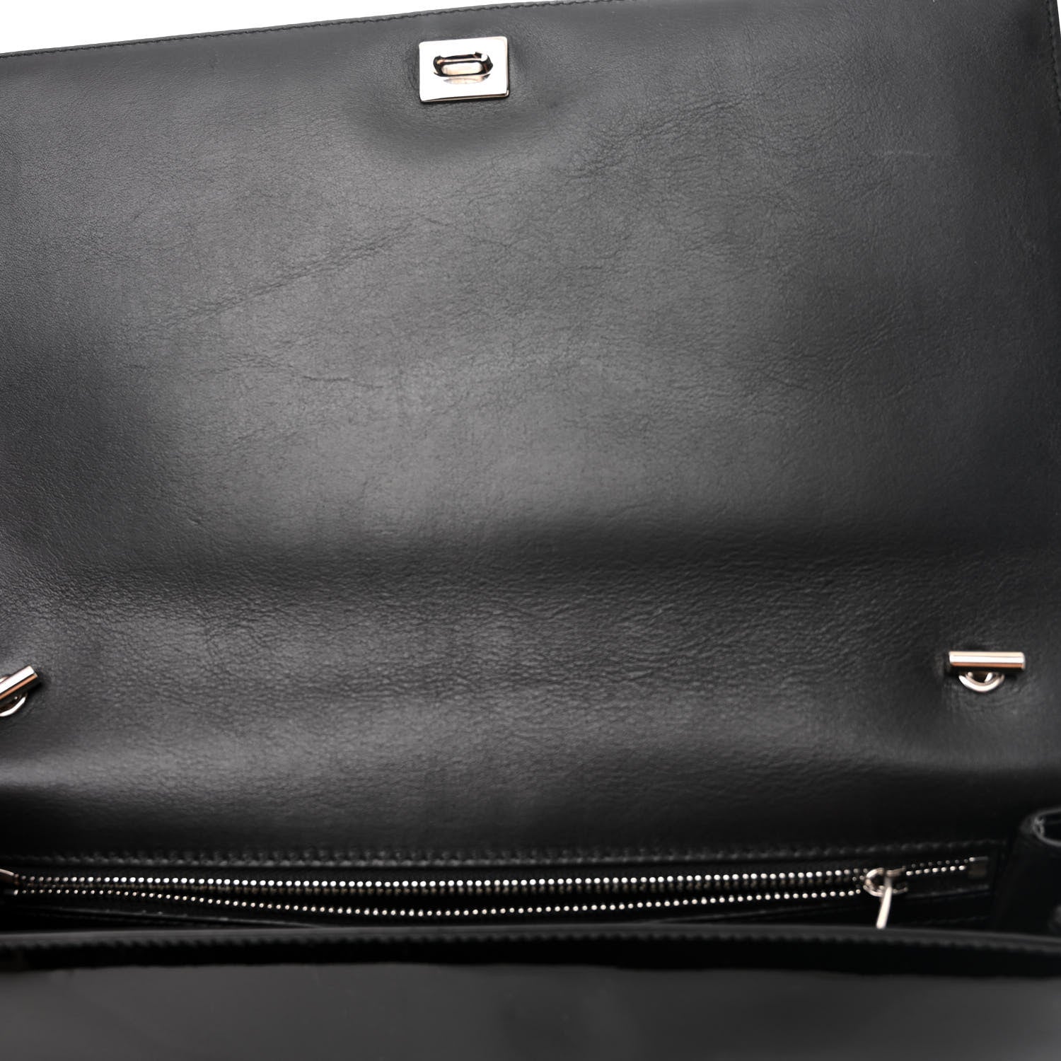 Salvatore Ferragamo Patent Large Ginny Vara Bow Shoulder Bag Black 10 of 12