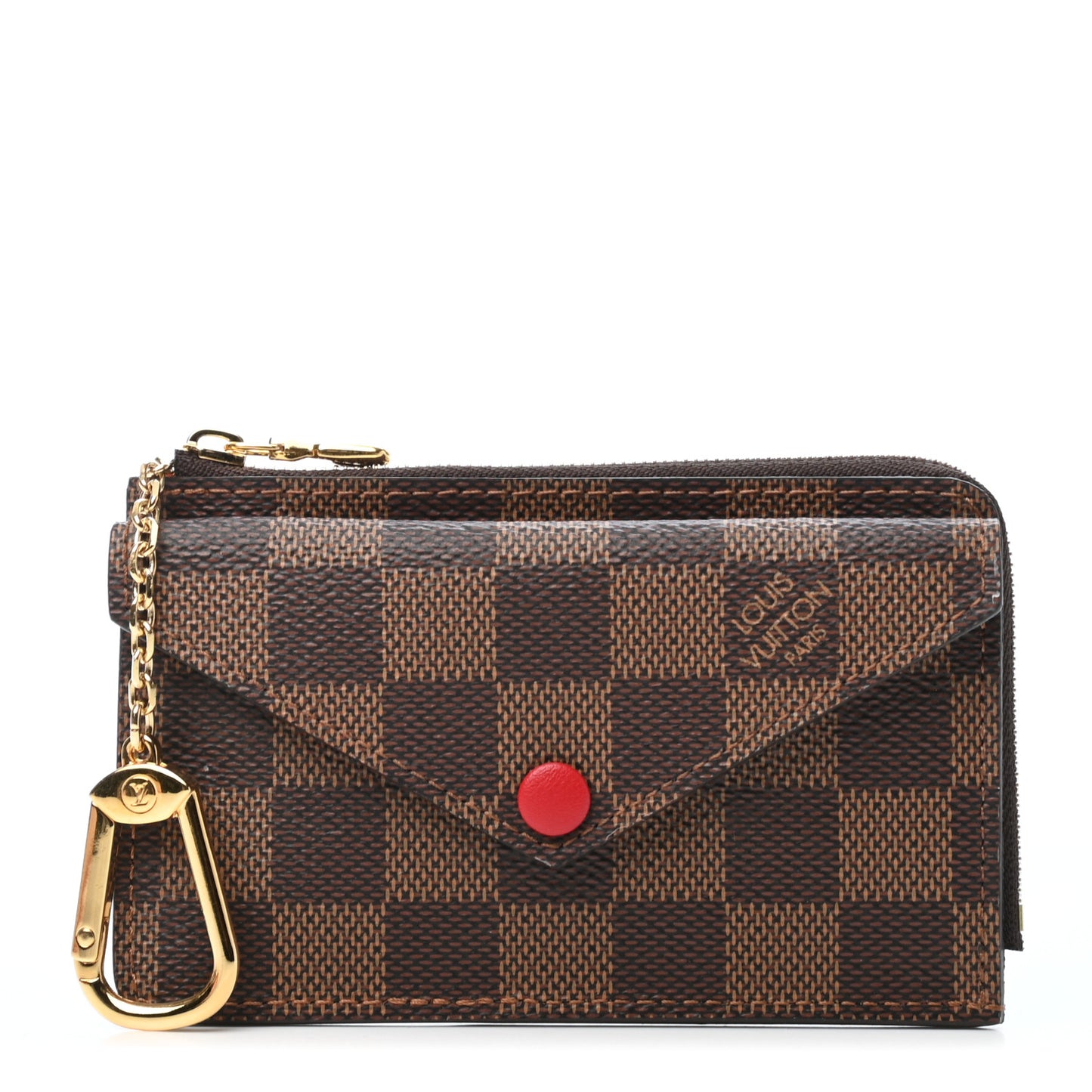 Damier Ebene Recto Verso Card Holder Red
