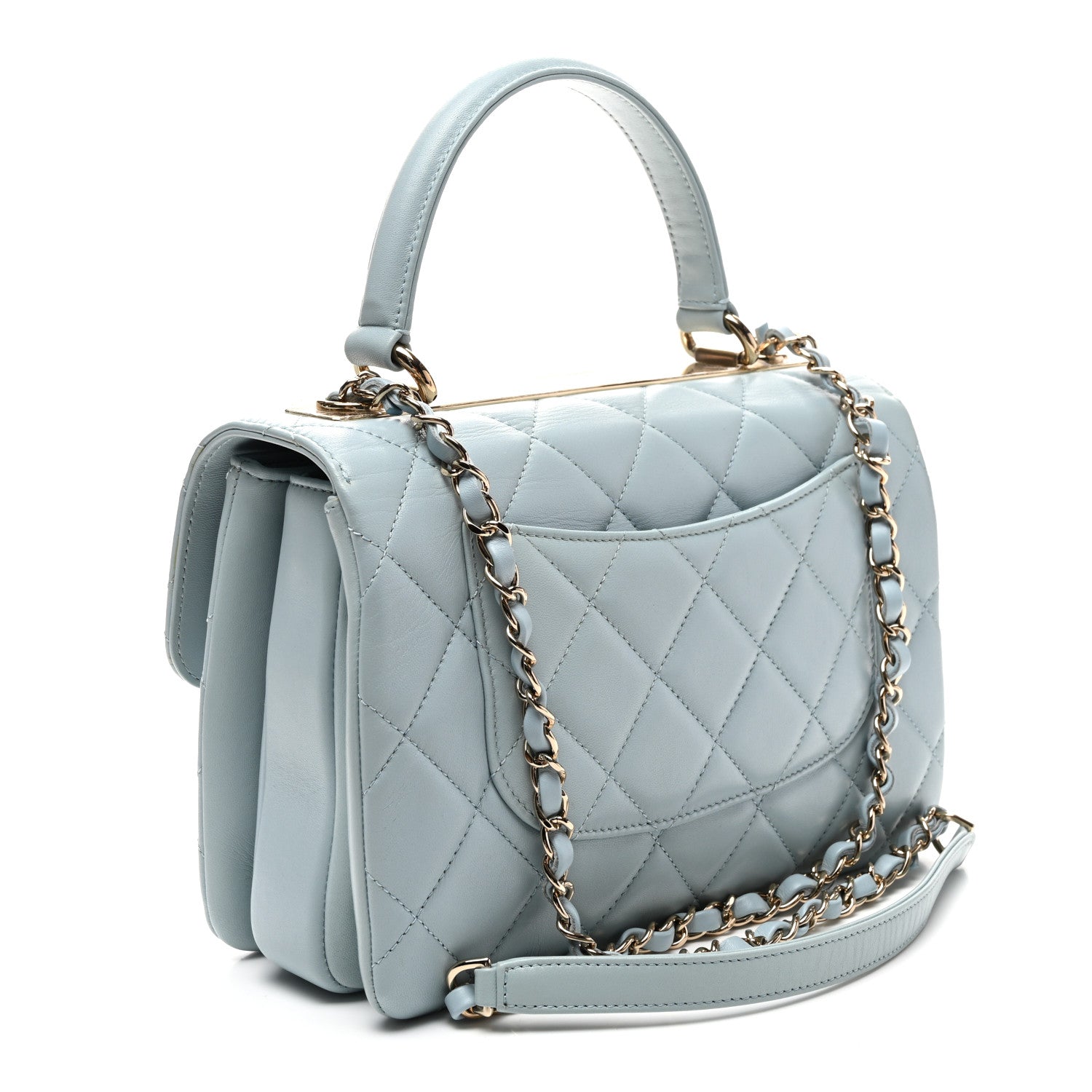 Chanel Lambskin Quilted Small Trendy CC Flap Dual Handle Bag Light Blue 3 of 10