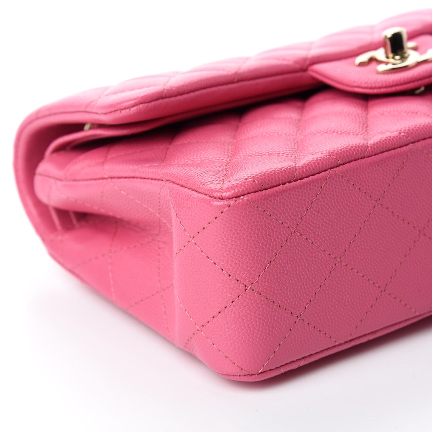 Caviar Quilted Small Double Flap Pink