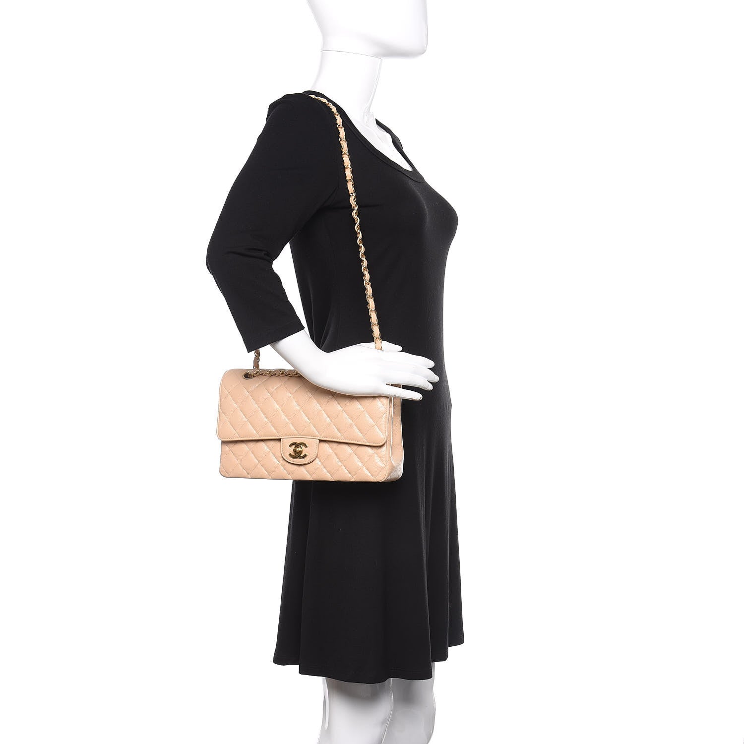 Chanel Caviar Quilted Medium Double Flap Beige Clair 2 of 9