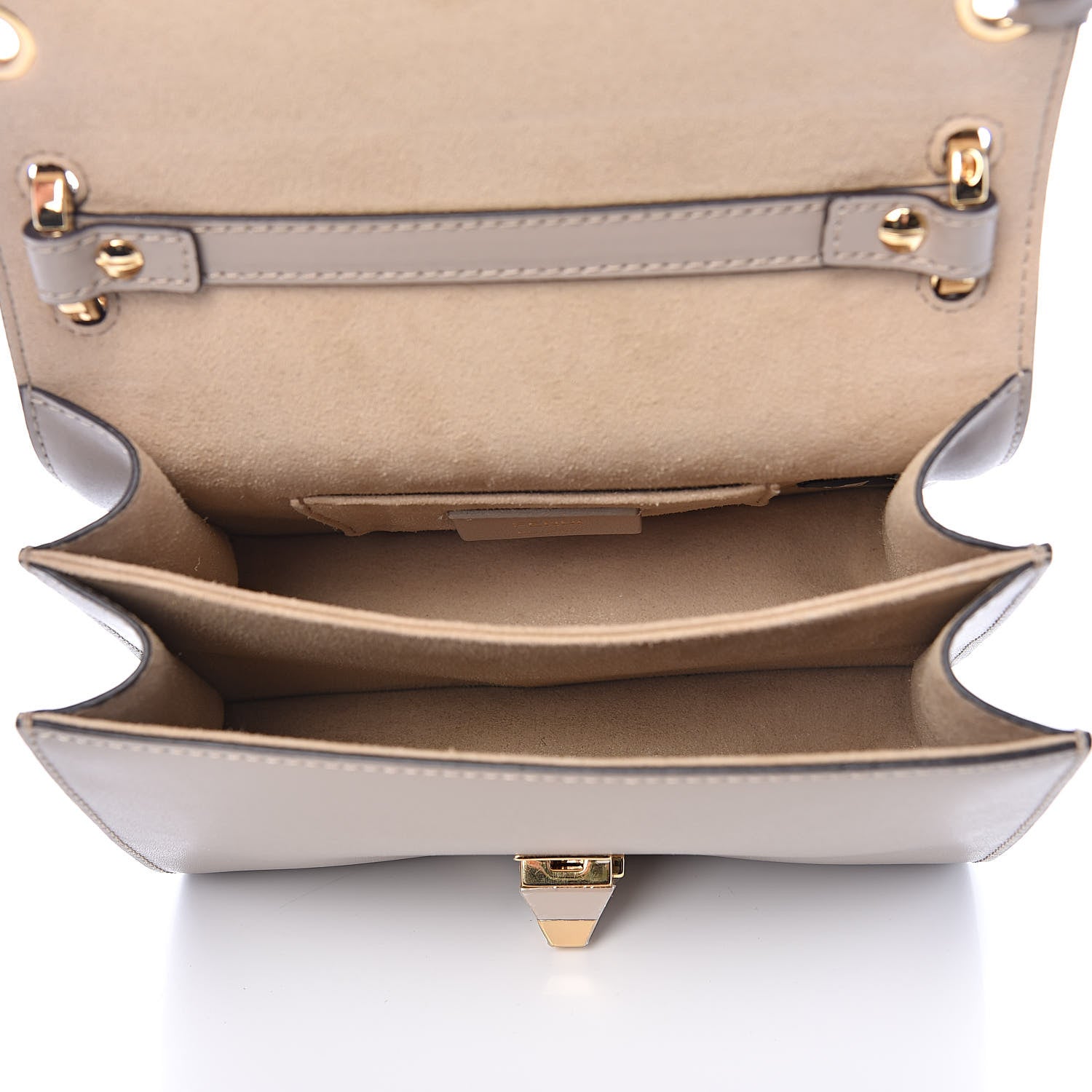 Fendi Vitello Liberty Shiny Nappa Lace Up Bow Small Kan I Shoulder Bag Tortora 5 of 10